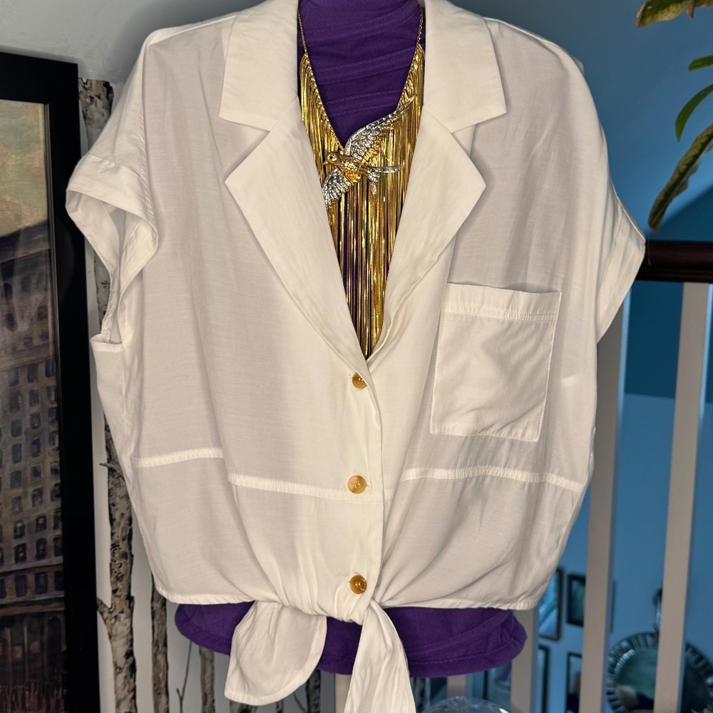 Pink Martini Short Sleeve White Tie Shirt